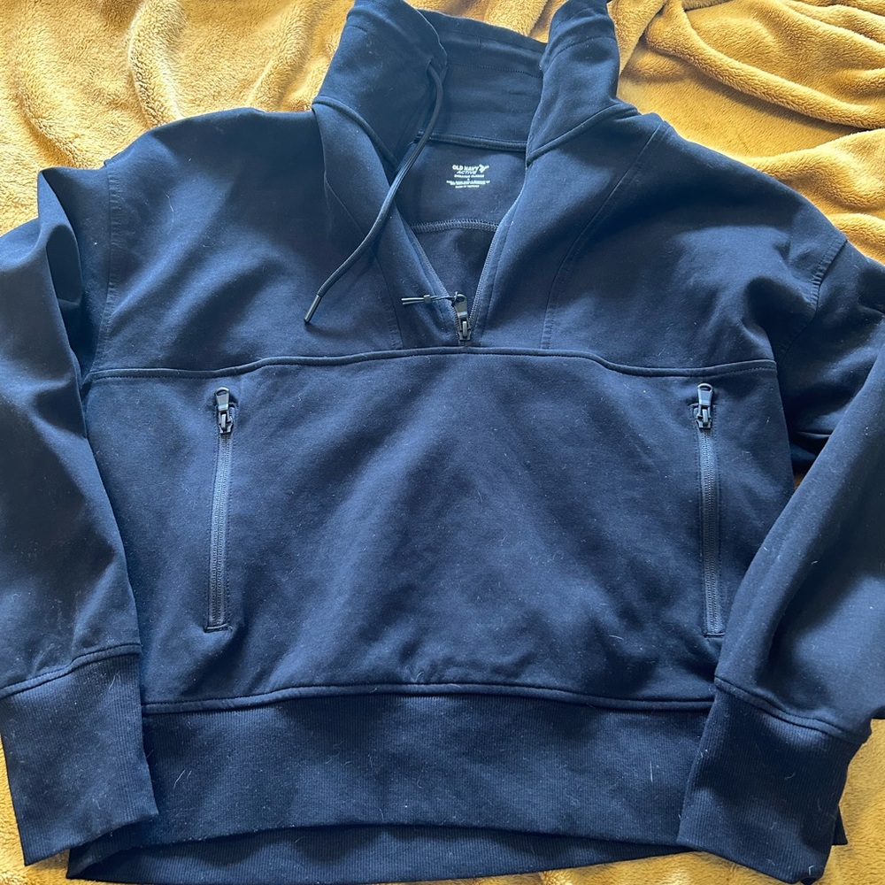 Old Navy Black Half-Zip Crop Hoodie